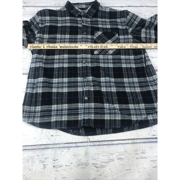 MOUNTAIN KHAKIS plaid flannel button down blue western shirt w/pocket Mens XL - Picture 7 of 11
